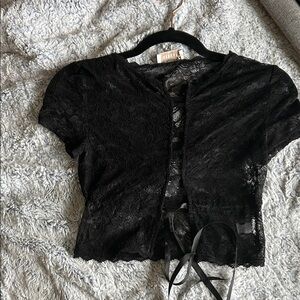 Meshki Black Lace Short Sleeve Top